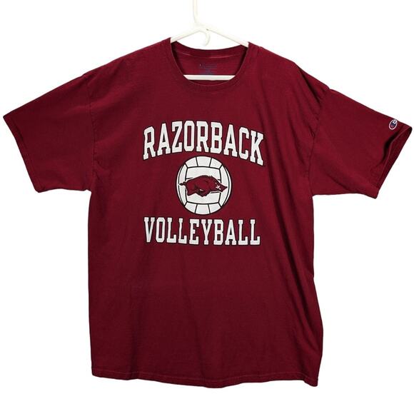Razorbacks Shirt Mens XXL Champion Arkansas Volleyball Red Short Sleeve Sports - Picture 1 of 6